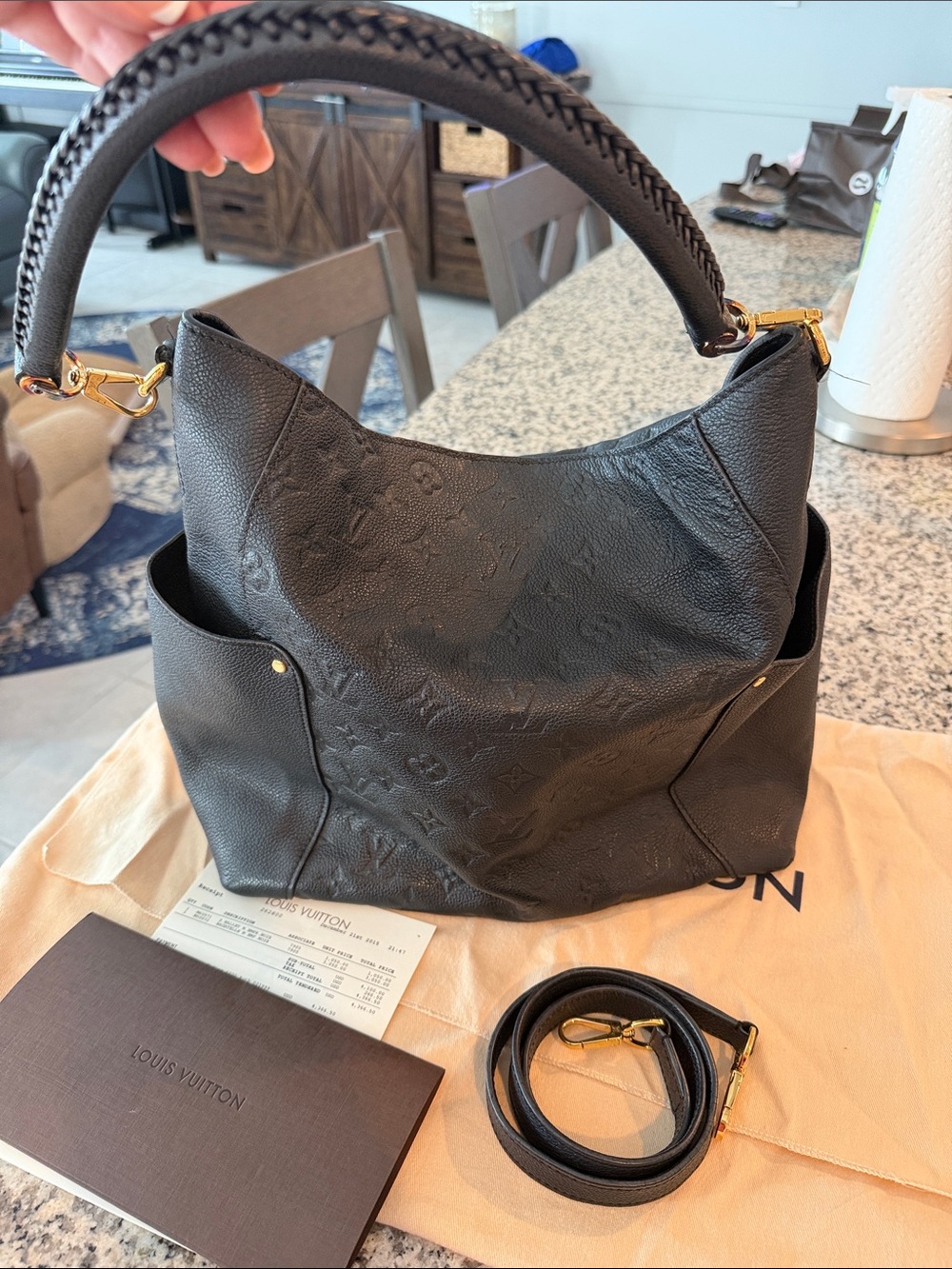 Louis Vuitton Black Monogram Empreinte Leather Bagatelle M Hobo Shoulder Bag - Picture 2 of 10
